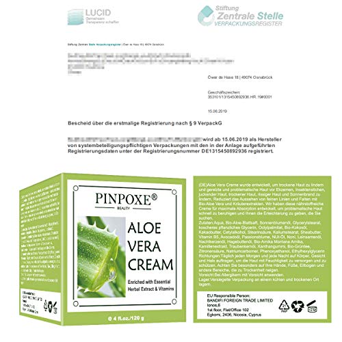 Crema de Aloe Vera, Crema Facial de Aloe, Gel de Aloe Vera, Crema Corporal de Aloe Vera, Crema Hidratante de Aloe Natural, Crema Hidratante Regeneradora Crema de Piel Grasa/Seca/Sensible Cura