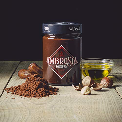 Crema de Cacao y Avellanas Saludable Ambrosía - Sin Azúcar Añadido, Sin Edulcorantes, Sin Stevia, Sin Aceite de Palma, Sin Aceite de Girasol, Con AOVE y Más del 25% de Avellanas - 300 g