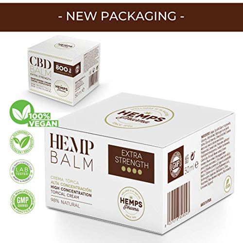 Crema de Cañamo de Alta Efectividad | Crema de CBD (800 mg de Cannabidiol) para Alivio de Dolores Musculares y Articulares - 50 ml | Hemps Pharma - CBD Balm Extra Strength