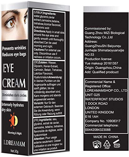 Crema de Ojos,Crema para los Ojos,Contorno de Ojos Anti Edad,Eye Cream,Serum Contorno de Ojos Anti arrugas, Elimina la hinchazón, las ojeras, líneas finas y arrugas