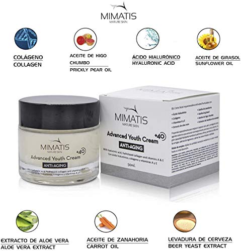 Crema Facial Para Mujer Piel Madura +40-Cara y Cuello-Hidratante-Antiarrugas-Lifting Natural-Piel Luminosa,Firme y Tersa-Ácido Hialurónico Puro+Colágeno+Vitamina A,E+Extractos-No Grasa-De España