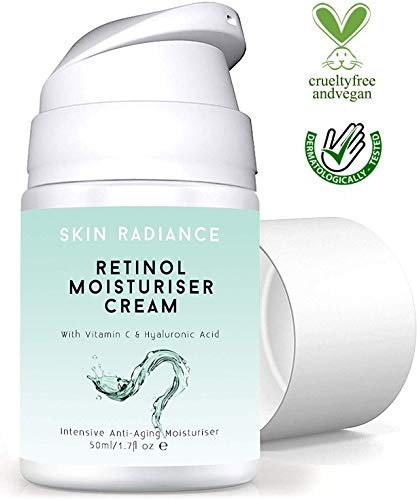 Crema hidratante para rostro con retinol de alta resistencia, ácido hialurónico y vitamina C, producto en Reino Unido, crema facial y ojos – antienvejecimiento/arrugas