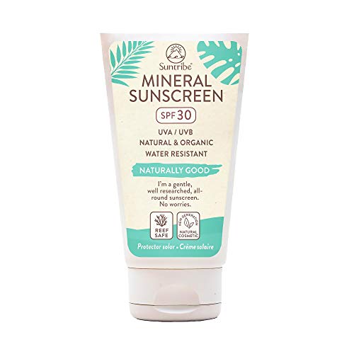Crema Solar Mineral Cuerpo & Cara Suntribe - FPS 30 - Biodegradable - Òxido de Zinc (Filtro UV Mineral) - Resistente al agua - 8 Ingredientes - Nuevo: less visible (60 ml)