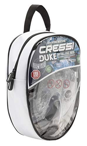 Cressi Duke Dry Full Face Mask Mascara de Buceo Snorkel Seca Cara Completa, Unisex Adulto, Negro, S/M