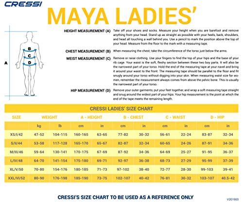 Cressi Maya Lady Monopiece Wetsuit Traje de Neopreno 2.5mm de una Pieza para Mujer, Women's, Negro/Aguamarina, XL/5