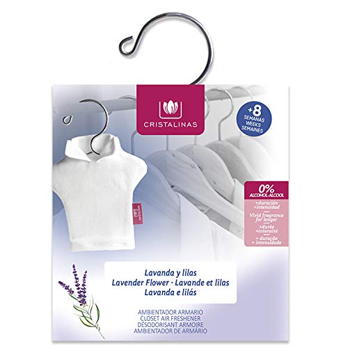 CRISTALINAS. Ambientador Percha para Armario. Mas de 8 semanas de duración. Cerámica Sólida. Aroma (Lavanda)