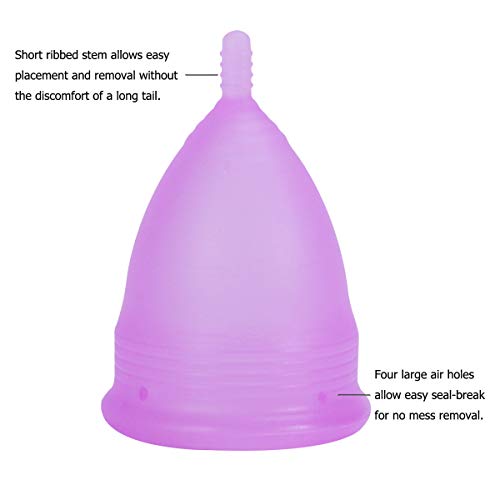 CROING 4 Copas Menstruales - 2 Piezas Pequeña  y 2 Piezas Grande - Menstrual Cup (Morado y Blanco)