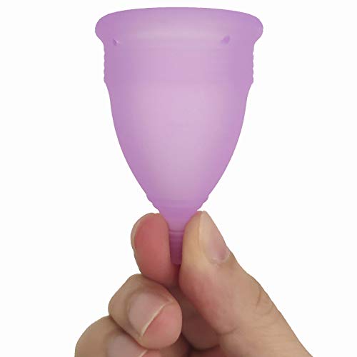 CROING 4 Copas Menstruales - 2 Piezas Pequeña  y 2 Piezas Grande - Menstrual Cup (Morado y Blanco)