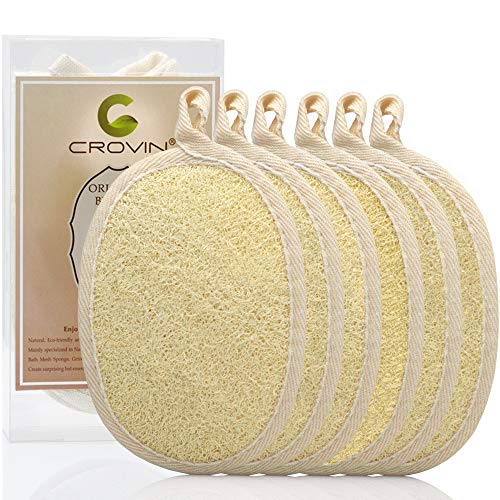 Crovin Loofah Pads – Esponja exfoliadora Loofah Body Scrubber 100% natural para hombre y mujer SPA – 6 paquetes de regalo Perfect for Bath Shower