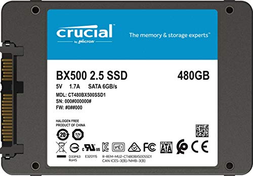 Crucial BX500 480 GB CT480BX500SSD1 Unidad interna de estado sólido, hasta 540 MB/s (3D NAND, SATA, 2.5 Pulgadas)