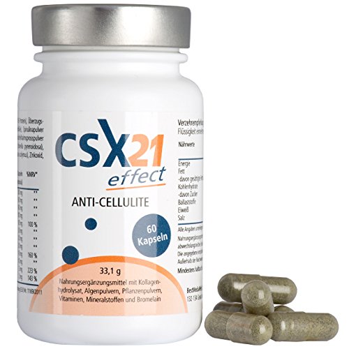 CSX21 cápsulas anti-celulitis | eficaz quema-grasas | potente anticelulitico reductor en glúteos, abdomen, cadera, brazos, muslos | Adiós piel de naranja y protuberancias | 60 pastillas