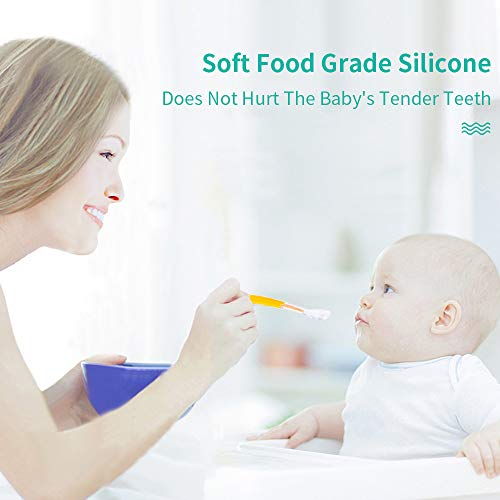 Cucharas Bebé, 7 stars 4 Piezas Cucharillas de Bebé de Siliconas Suaves, Cucharas de Alimentación para Bebé, Cuchillerías Antideslizante Ergonómicas a Niños Apartir de 4 Meses Set de Cucharas