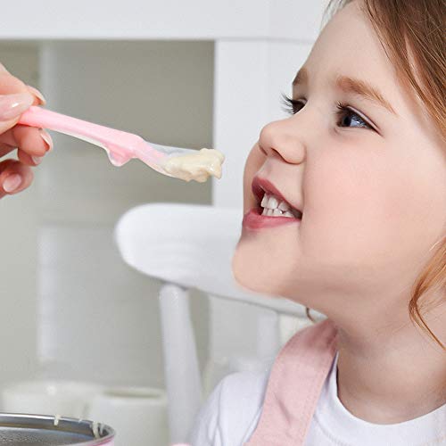 Cucharas Bebé, 7 stars 4 Piezas Cucharillas de Bebé de Siliconas Suaves, Cucharas de Alimentación para Bebé, Cuchillerías Antideslizante Ergonómicas a Niños Apartir de 4 Meses Set de Cucharas