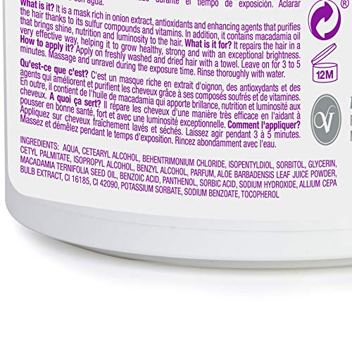 Cuidados Mascarilla Capilar de Cebolla, Antioxidante, Estimulante Capilar, Purificante, Reparadora, Brillo y Suavidad, sin Olor a Cebolla- 300 ml