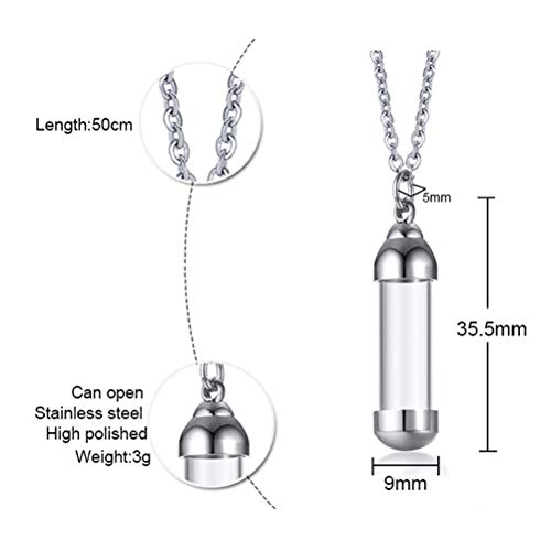 Cupimatch collar cadena colgante botella cristal perfume botella abatible acero inoxidable hombre mujer tamaño a elegir Piccolo