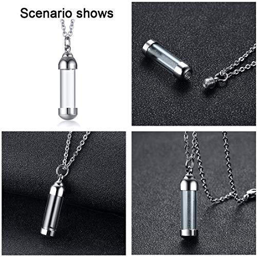 Cupimatch collar cadena colgante botella cristal perfume botella abatible acero inoxidable hombre mujer tamaño a elegir Piccolo