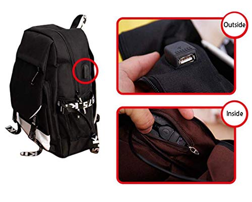 Cxjff Los Siete pecados Capitales Animado Mochila portátil Mochila de Escolar for niños con Puerto de Carga USB Negro / 10 (Color : Black/15)