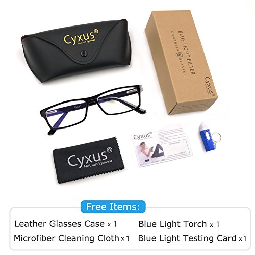 Cyxus Gafas con filtro de luz azul para bloquear el dolor de cabeza por rayos ultravioleta Gafas transparentes para juegos, unisex (Hombres/Mujeres) (Bisagra de primavera/Negro)
