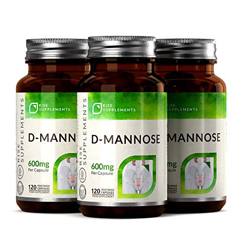 D-Manosa - 1200mg por porción de Rise Supplements | 120 cápsulas vegetarianas | Hecho en el Reino Unido en instalaciones con licencia ISO - Adecuado para vegetarianos y veganos (1 Botella)