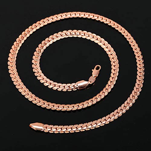 Daesar Collar Cadena Oro Rosa Hombre Cadena de Curb Link Collares Cadena Acero Inoxidable 9mm Collares Hombre Cadena 71cm