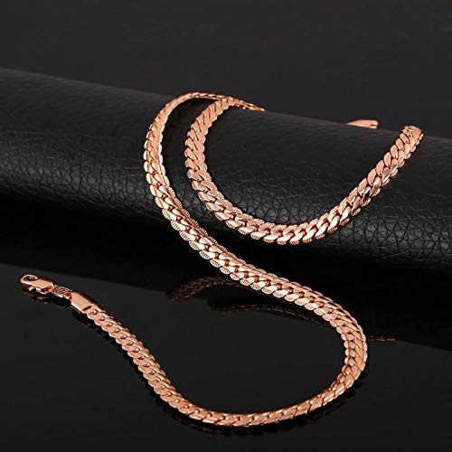 Daesar Collar Cadena Oro Rosa Hombre Cadena de Curb Link Collares Cadena Acero Inoxidable 9mm Collares Hombre Cadena 71cm