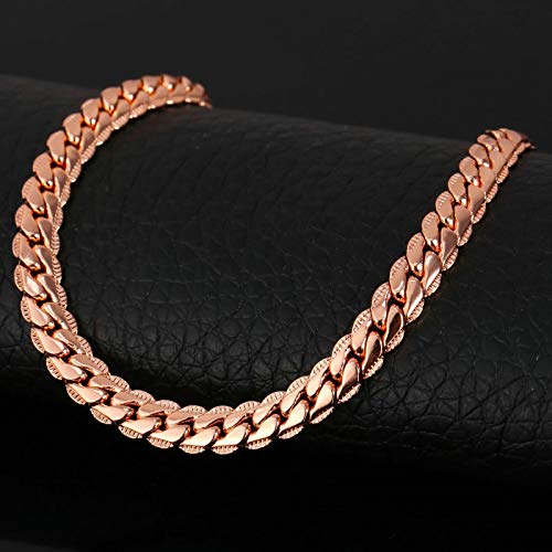 Daesar Collar Cadena Oro Rosa Hombre Cadena de Curb Link Collares Cadena Acero Inoxidable 9mm Collares Hombre Cadena 71cm