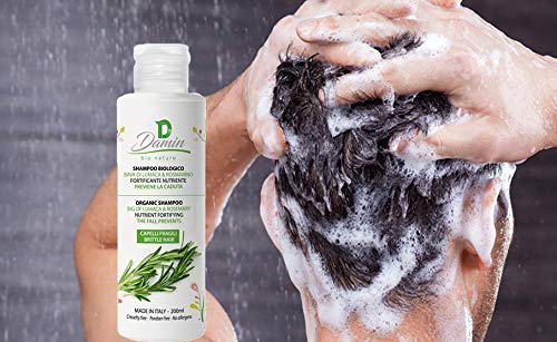 Damin Bio Nature - Champu Anticaida NATURAL Sin Sulfatos con Romero - Champú ORGANICO para Hombre y Mujer 200 ml