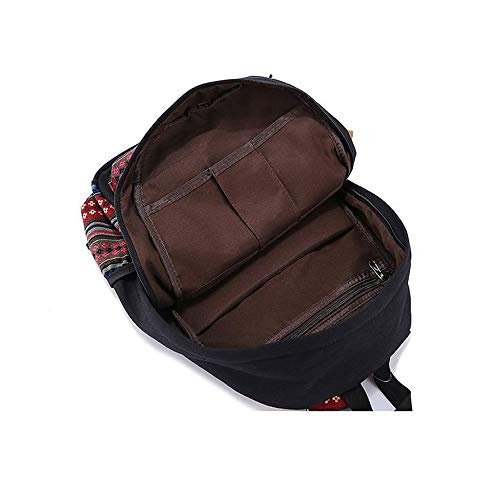 Danny®lona mochila Vintage colorida banda escuela para jóvenes adolescentes y niñas ligero lindo impermeable Casual mochila tiene 14 pulgadas Laptop escuela bolso mochila Negro