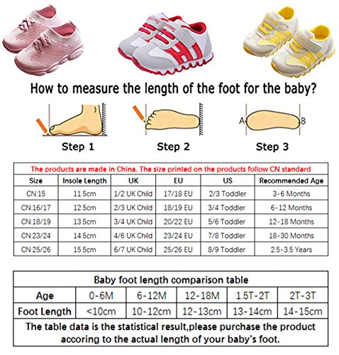 DEBAIJIA Zapatos para Niños 0-3T Bebés Caminata Zapatillas Color Sólido Malla Antideslizante Transpirable Ligero EVA Material Niños Niñas(Blanco-24)