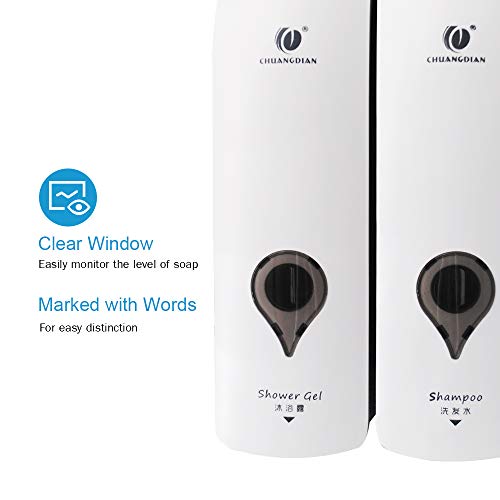 Decdeal CHUANGDIAN - Dispensador de jabón manual para ducha, jabón, cuarto de baño, gel de ducha, dispensador de champú, color blanco