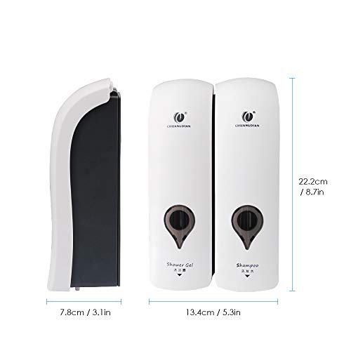 Decdeal CHUANGDIAN - Dispensador de jabón manual para ducha, jabón, cuarto de baño, gel de ducha, dispensador de champú, color blanco