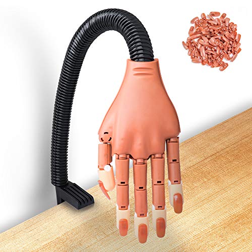 Deciniee Mano de Práctica para Uñas Postizas, 300 Uñas para Practicar, Herramientas Profesionales para Manicura, Mano Falsa con Dedos Flexibles y Ajustables para Manicura