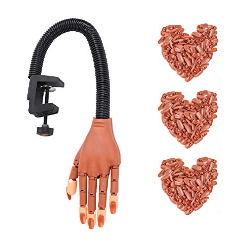 Deciniee Mano de Práctica para Uñas Postizas, 300 Uñas para Practicar, Herramientas Profesionales para Manicura, Mano Falsa con Dedos Flexibles y Ajustables para Manicura