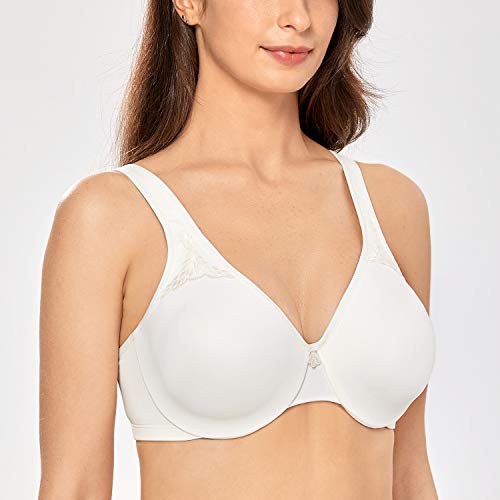 DELIMIRA - Sujetador Reductor Copa Completa con Aros Minimizador para Mujer Marfil 115D