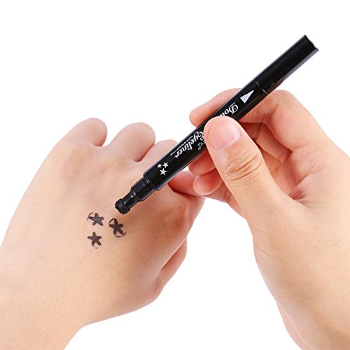 Delineador de ojos líquid, Impermeable y largo duradera doble cabeza Eyeline lápiz estrellas flores de la luna forma del corazón herramienta de decoración de maquillaje