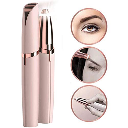 Depiladora De Cejas Portátil Removedor Eléctrico Sin Dolor Ceja Trimmer Con Luz Para Mujeres (Batería No Incluida),Rosegold