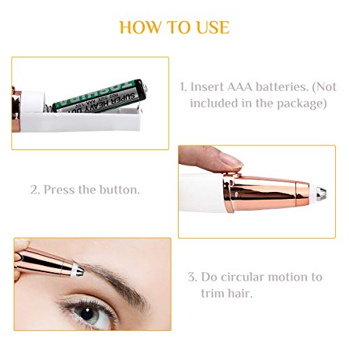 Depiladora Electrica Cejas, Kastiny Depiladora Facial Mujer, Portátil Depiladora Cejas con una Función de Luz LED, Pelusa del Melocotón, Los Labios, Biquini