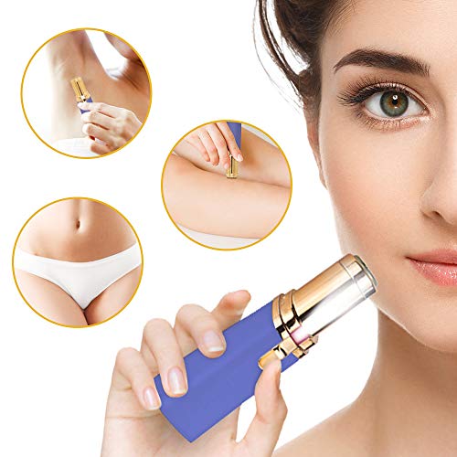 Depiladora Facial Mujer Electrica, Removedor de Vello Impecable, Afeitadora sin dolor para Mujer Impermeable para Mejillas Labios Barbilla y Cuello de Mujeres con Luz LED Incorporada Batería-blue