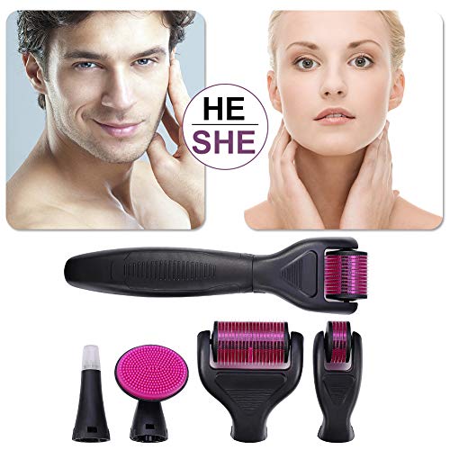 Derma Roller, Microneedle Derma Roller, Rodillo Agujas, 6 en 1 Derma Roller reducir arrugas, cicatrices, celulitis, pérdida de cabello, antiarrugas,estrías para usar en cara, ojos, cuerpo