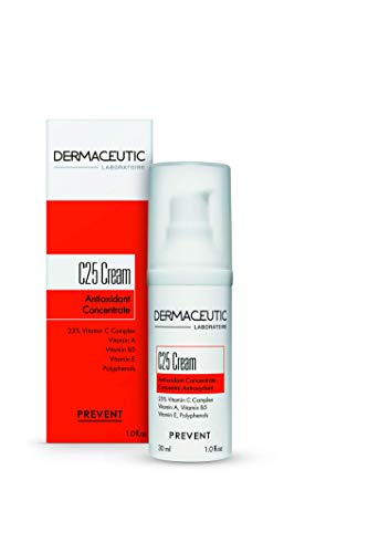 Dermaceutic C25 Cream - Crema antioxidante de día con vitamina C, vitamina E, vitamina B5, vitamina E y polifenoles - Humectante y protector facial que mejora el cutis e ilumina la piel - 30 ml