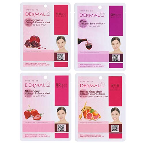 DERMAL 16 Combo Pack Collagen Essence Facial Mask Sheet - Variety Pack 16 Different Hydrating. Plant-based ingredients for maximum skin moisturizing, cleansing, brightening. Daily Skin Supplement