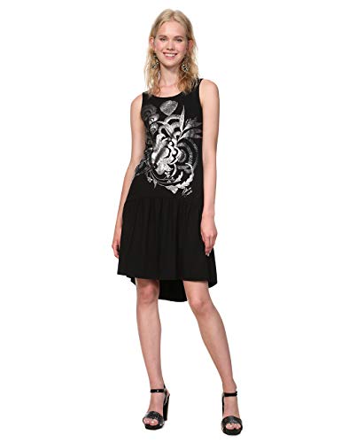 Desigual Dress Sleeveless Omahas Woman Black Vestido, Negro (Negro 2000), XS para Mujer
