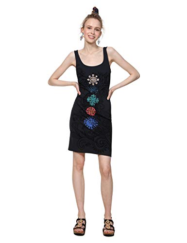 Desigual Dress Straps Coque Woman Black Vestido, Negro (Negro 2000), XS para Mujer