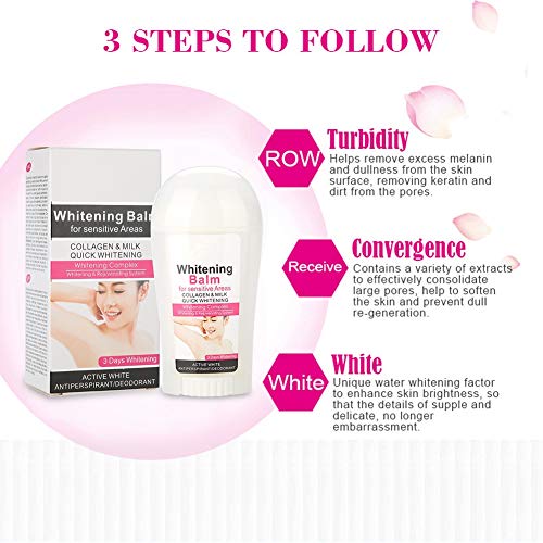 Desodorante en bola para mujer - 50g Antiperspirante natural fresco y seco para el cuerpo, antitranspirante 48h para aclarar la piel oscura crema blanqueadora