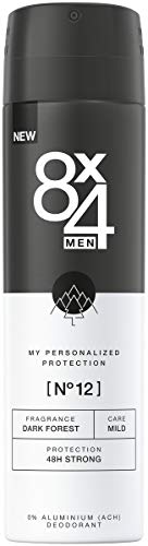 Desodorante en spray para hombre de 8 x 4 nº12 Dark Forest (150 ml), desodorante con aroma a madera estimulante, 48 h fiable sin aluminio (ACH) para todo tipo de piel