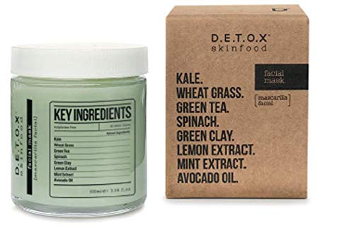 DETOX SKINFOOD - Mascarilla facial - Mascarilla facial hidratante con ingredientes naturales que hidratan, tonifican y nutren su piel - Vegan Skincare 100ml