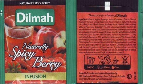 DEU Dilmah Infusión de hibisco, mora, canela, naranja y jengibre sin cafeína - 1 x 20 bolsitas de té (30 gramos)