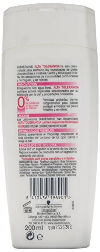 Diadermine Alta Tolerancia 0% - Leche limpiadora desmaquillante, 200 ml