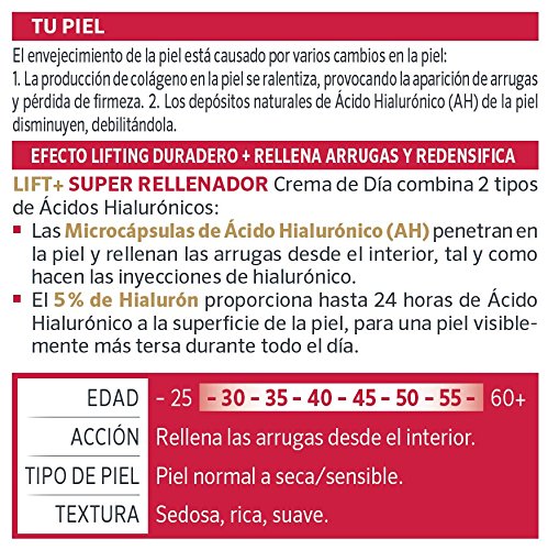 Diadermine - Crema de Día Lift+ Super Rellenador con micro cápuslas de Ácido Hialurónico - 50 ml