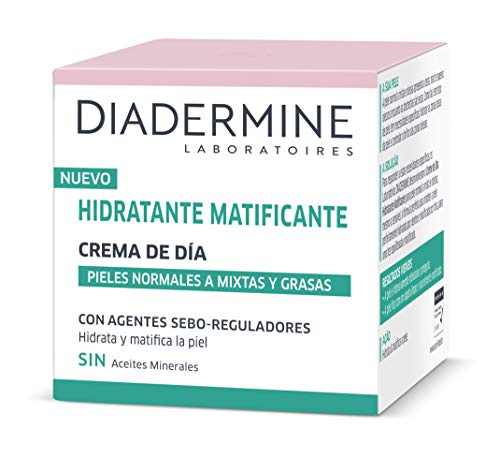 Diadermine - Crema Hidratante y Matificante de Día para pieles normales y mixtas - Cutis uniforme y sin brillos - 50 ml
